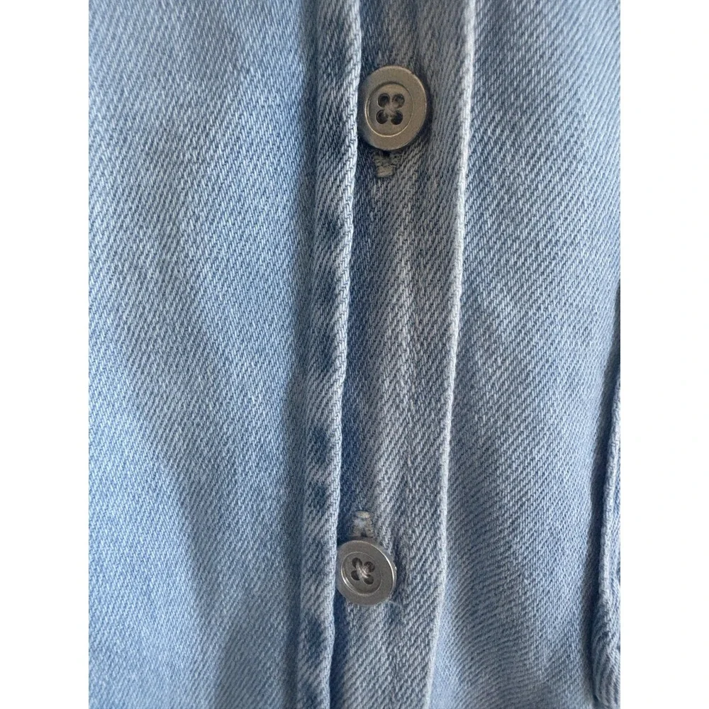 Kut from the Kloth Light Wash Cotton Linen Button Down Shirt Small KT129201